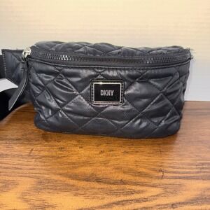 DKNY Lyla Quilted Black Crossbody Fanny Pack Bag Nylon Adjustable Strap
